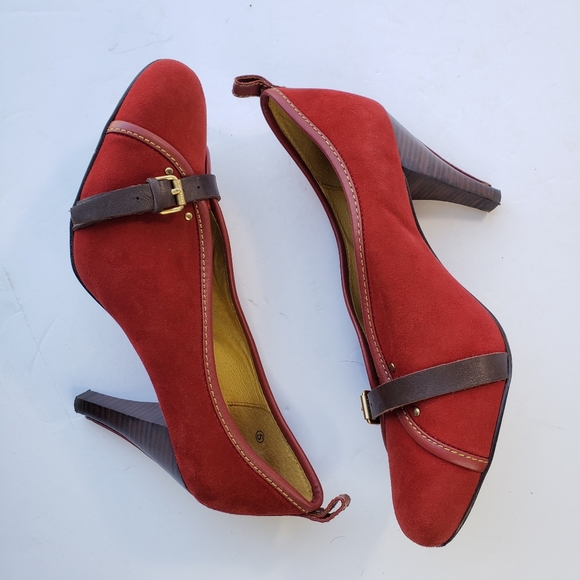 Ted Baker London unique red suede heels w leather - Picture 5 of 9